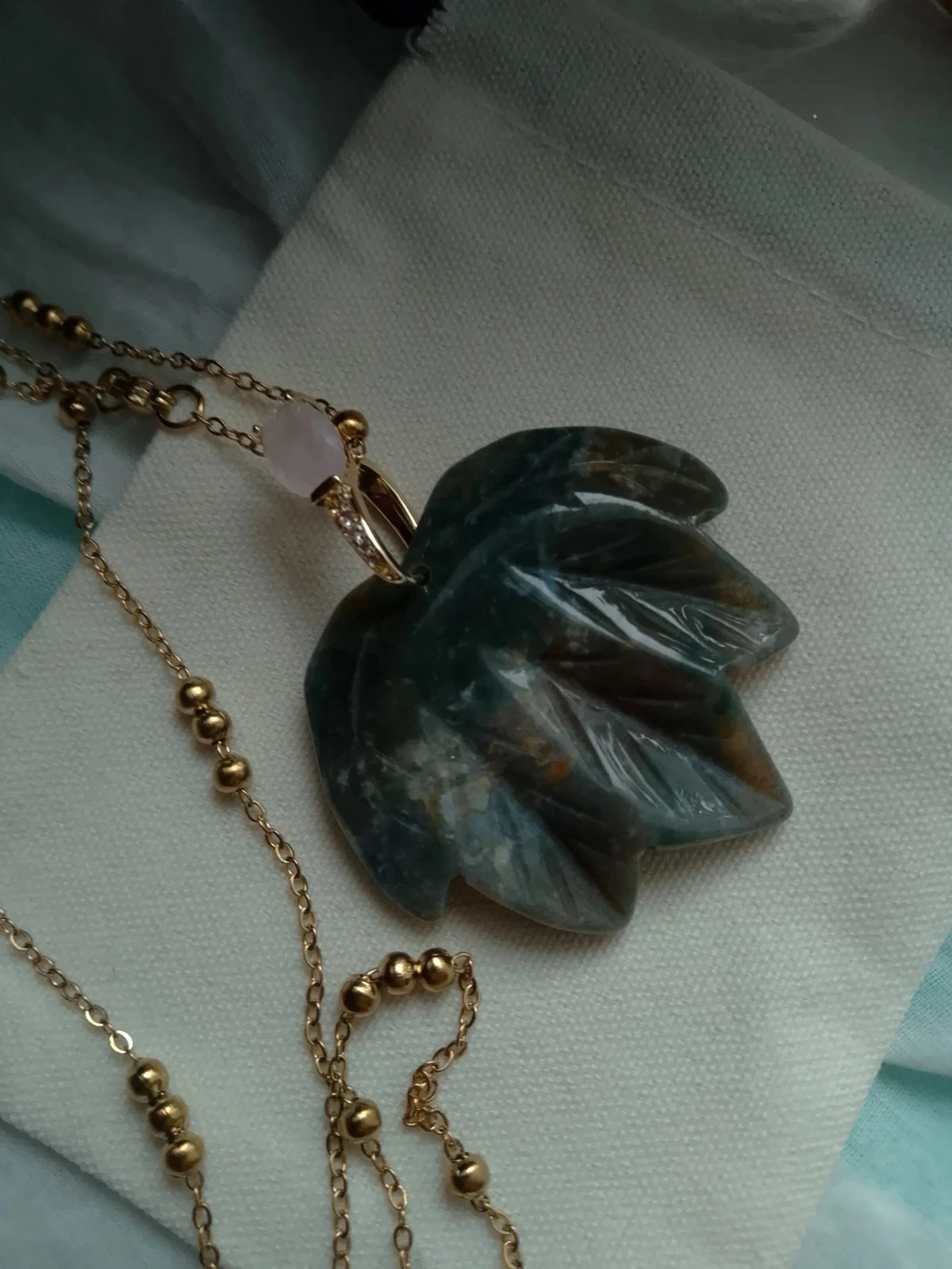 Collier feuille en pierre d'agate indienne – photo 3